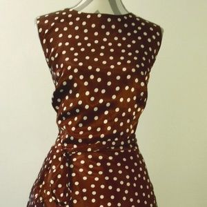 Brown Satin Polka Dot Dress 18